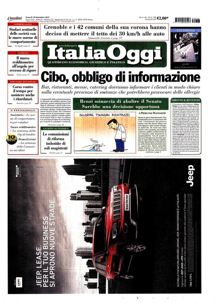 Italia oggi : quotidiano di economia finanza e politica